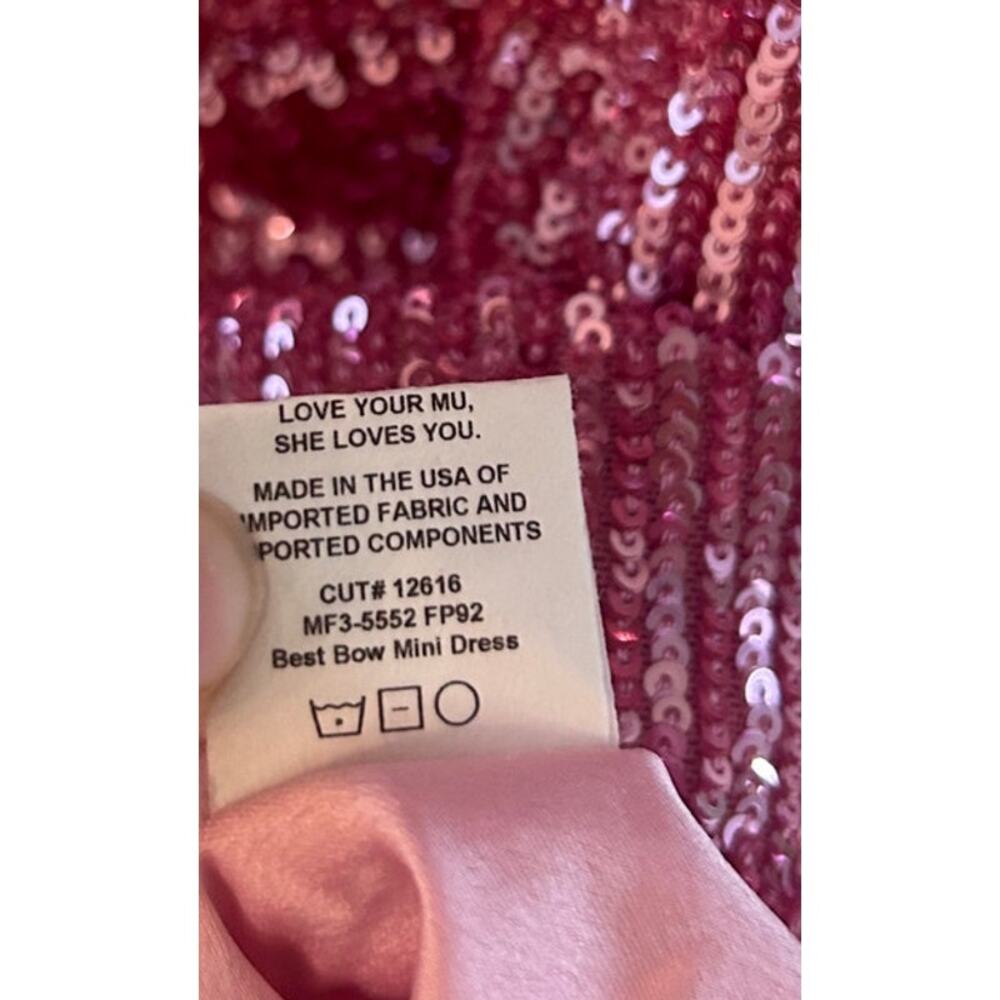 Show Me Your Mumu Best Bow Dress in Party Pink Sequins S - Picture 6 of 8